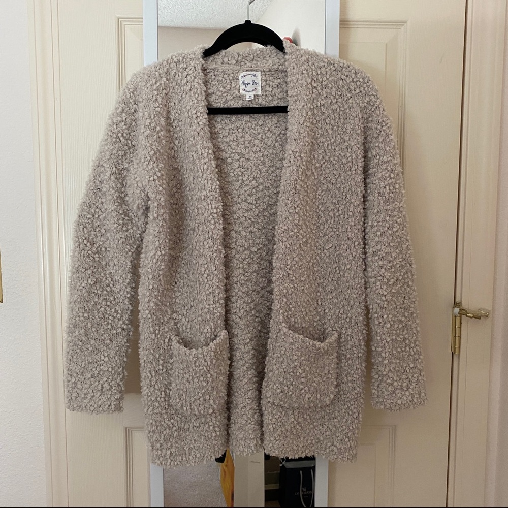 fuzzy knit cardigan